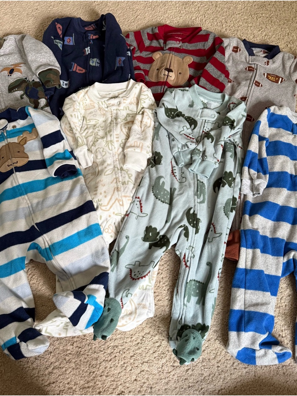 Baby fleece Footed One-Piece Pajamas bundle- size 6 months